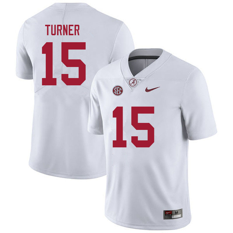 Men #15 Dallas Turner Alabama Crimson Tide College Football Jerseys Sale-White